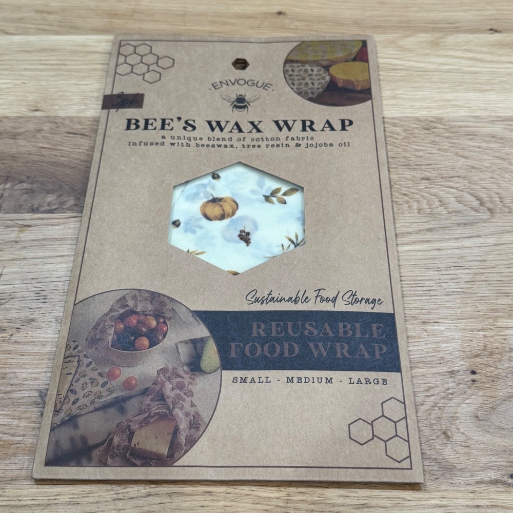 EnVogue Beeswax Reusable Food Wrap 3pk Pumpkin Autumn Print ENV-HO-045 NEW